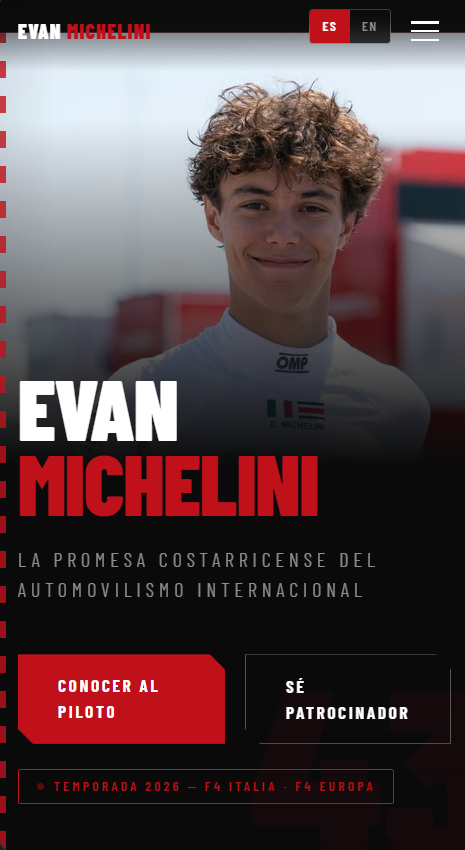 Evan Michelini Formula 4 website cover