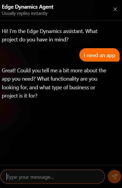 Edge Dynamics AI agent conversation