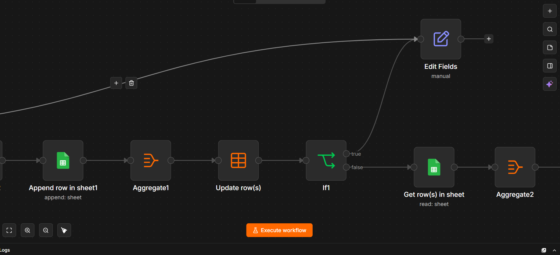 AI automation workflow with Google Sheets integration
